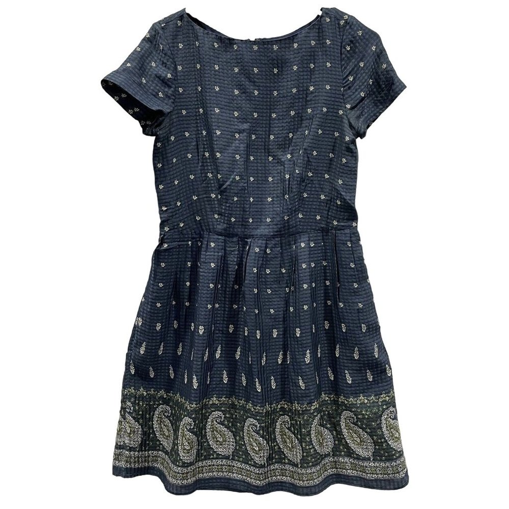 Madewell A-Line Dress Blue Floral Silk Blend Fit Flare Natural Waist Womens 0